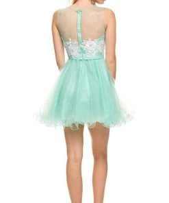 Nox Anabel - 6040 Embroidered Illusion Neck Dress