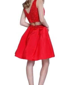 Nox Anabel - 6054 Embellished Bateau Neck Dress