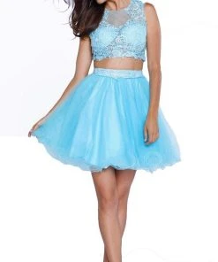 Cocktail Dresses Nox Anabel - 6057 Two-Piece Lace And Tulle Cocktail Dress