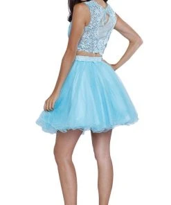 Cocktail Dresses Nox Anabel - 6057 Two-Piece Lace And Tulle Cocktail Dress