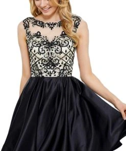 Nox Anabel - 6059 Sleeveless Illusion Adorned Cocktail Dress