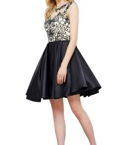 Nox Anabel - 6059 Sleeveless Illusion Adorned Cocktail Dress