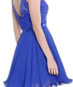 Nox Anabel - 6163 Sleeveless V-Back Sequined Cocktail Dress