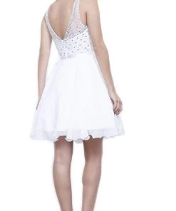 Nox Anabel - 6163 Sleeveless V-Back Sequined Cocktail Dress