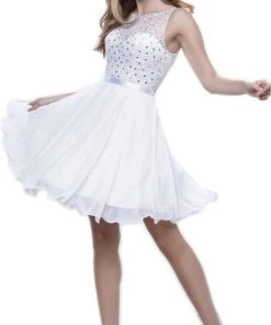 Nox Anabel - 6163 Sleeveless V-Back Sequined Cocktail Dress