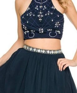 Nox Anabel - 6165 Two Piece Halter Dress Cocktail Dresses 9 Nox Anabel - 6165 Two Piece Halter Dress Cocktail Dresses