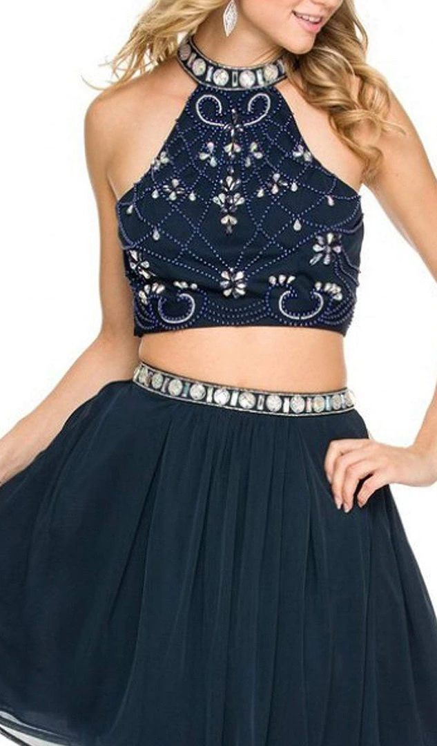 Nox Anabel - 6165 Two Piece Halter Dress Cocktail Dresses 4 Nox Anabel - 6165 Two Piece Halter Dress Cocktail Dresses