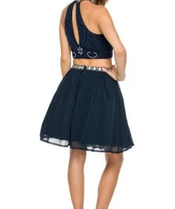 Nox Anabel - 6165 Two Piece Halter Dress Cocktail Dresses 10 Nox Anabel - 6165 Two Piece Halter Dress Cocktail Dresses