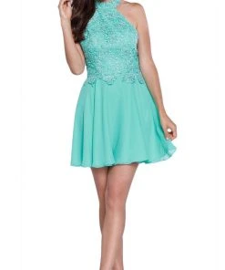 Nox Anabel - 6210 Lace Halter Neck Dress Cocktail Dresses