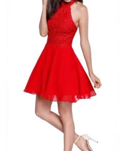 Nox Anabel - 6210 Lace Halter Neck Dress Cocktail Dresses