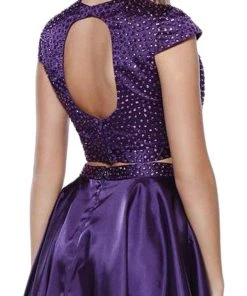 Nox Anabel - 6216 Bejeweled Jewel Neck Dress