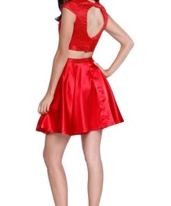 Nox Anabel - 6216 Bejeweled Jewel Neck Dress