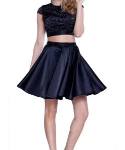 Nox Anabel - 6216 Bejeweled Jewel Neck Dress