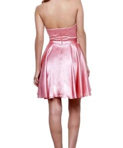 Nox Anabel - 6217 Illusion Laced Halter Short Prom Dress