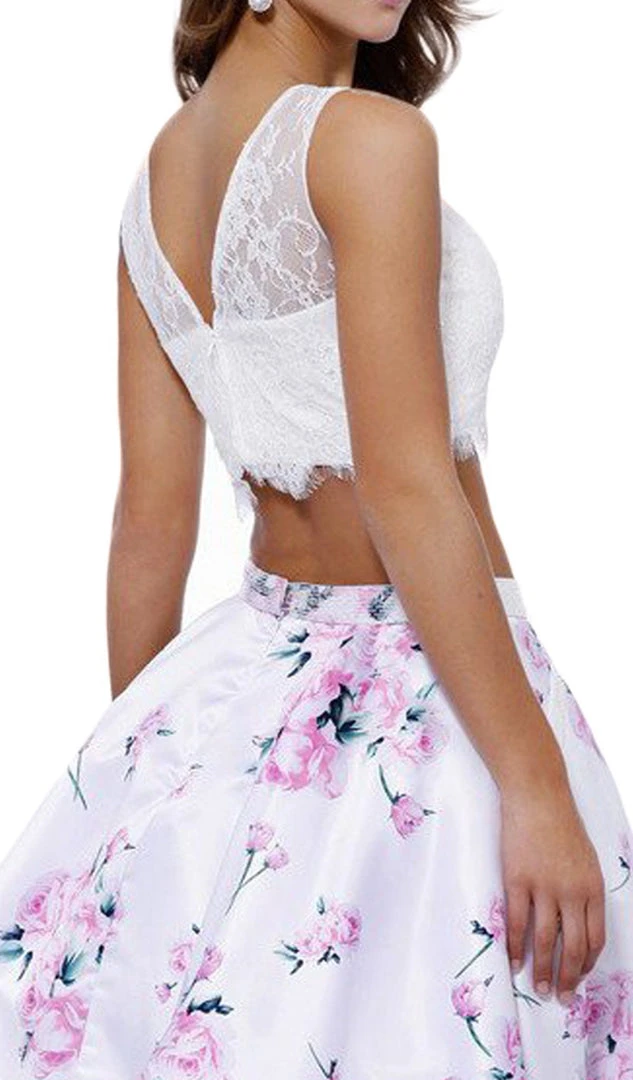 Cocktail Dresses Nox Anabel - 6221 Two-Piece Bateau Floral A-Line Cocktail Dress 6 Cocktail Dresses Nox Anabel - 6221 Two-Piece Bateau Floral A-Line Cocktail Dress