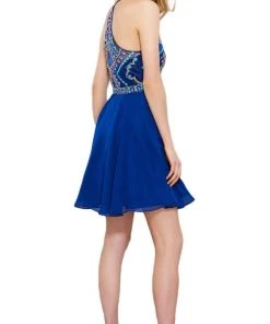 Nox Anabel - 6238 High Illusion Racerback Bejeweled Cocktail Dress 12 Nox Anabel - 6238 High Illusion Racerback Bejeweled Cocktail Dress