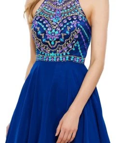 Nox Anabel - 6238 High Illusion Racerback Bejeweled Cocktail Dress 13 Nox Anabel - 6238 High Illusion Racerback Bejeweled Cocktail Dress