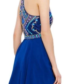 Nox Anabel - 6238 High Illusion Racerback Bejeweled Cocktail Dress 14 Nox Anabel - 6238 High Illusion Racerback Bejeweled Cocktail Dress