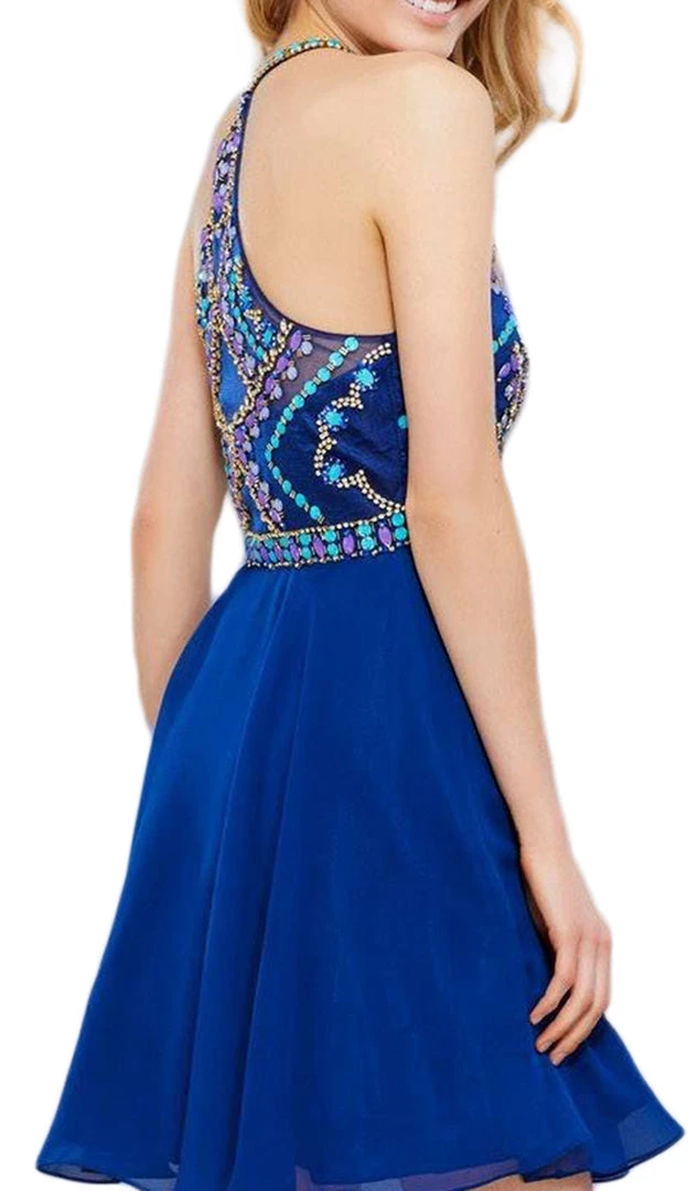 Nox Anabel - 6238 High Illusion Racerback Bejeweled Cocktail Dress 8 Nox Anabel - 6238 High Illusion Racerback Bejeweled Cocktail Dress