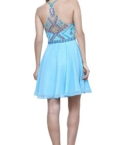 Nox Anabel - 6238 High Illusion Racerback Bejeweled Cocktail Dress 10 Nox Anabel - 6238 High Illusion Racerback Bejeweled Cocktail Dress