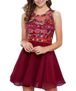 Cocktail Dresses Nox Anabel - 6239 Floral Illusion Bateau Neck Dress 13 Cocktail Dresses Nox Anabel - 6239 Floral Illusion Bateau Neck Dress