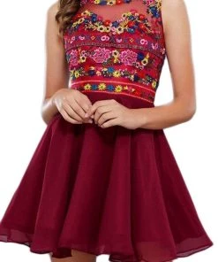 Cocktail Dresses Nox Anabel - 6239 Floral Illusion Bateau Neck Dress 14 Cocktail Dresses Nox Anabel - 6239 Floral Illusion Bateau Neck Dress