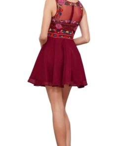 Cocktail Dresses Nox Anabel - 6239 Floral Illusion Bateau Neck Dress 12 Cocktail Dresses Nox Anabel - 6239 Floral Illusion Bateau Neck Dress