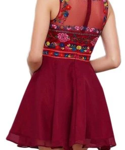 Cocktail Dresses Nox Anabel - 6239 Floral Illusion Bateau Neck Dress 15 Cocktail Dresses Nox Anabel - 6239 Floral Illusion Bateau Neck Dress