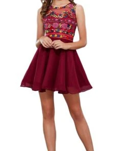 Cocktail Dresses Nox Anabel - 6239 Floral Illusion Bateau Neck Dress 11 Cocktail Dresses Nox Anabel - 6239 Floral Illusion Bateau Neck Dress