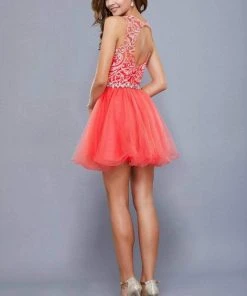 Nox Anabel - 6252 Embroidered Bodice Tulle Short Party Dress Cocktail Dresses