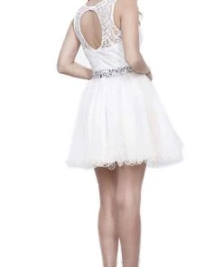 Nox Anabel - 6252 Embroidered Bodice Tulle Short Party Dress Cocktail Dresses