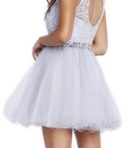 Nox Anabel - 6252 Embroidered Bodice Tulle Short Party Dress Cocktail Dresses