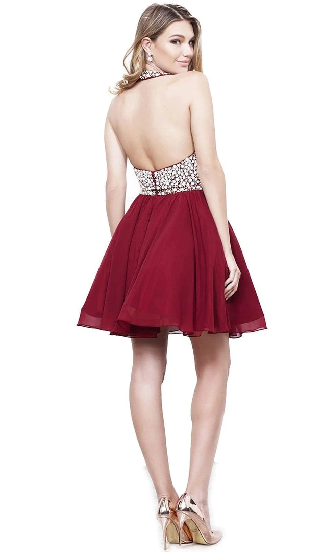 Nox Anabel - 6257 Beaded Yoke Halter A-Line Dress 8 Nox Anabel - 6257 Beaded Yoke Halter A-Line Dress