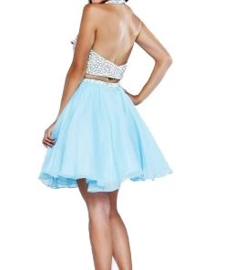 Nox Anabel - 6257 Beaded Yoke Halter A-Line Dress 10 Nox Anabel - 6257 Beaded Yoke Halter A-Line Dress