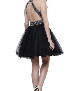 Nox Anabel - 6260 High Halter Keyhole Embellished Dress 10 Nox Anabel - 6260 High Halter Keyhole Embellished Dress