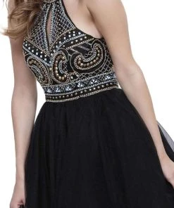Nox Anabel - 6260 High Halter Keyhole Embellished Dress 9 Nox Anabel - 6260 High Halter Keyhole Embellished Dress