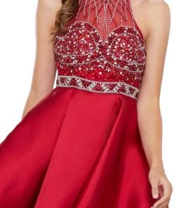 Nox Anabel - 6262 Ornate High Halter Illusion Cocktail Dress 9 Nox Anabel - 6262 Ornate High Halter Illusion Cocktail Dress