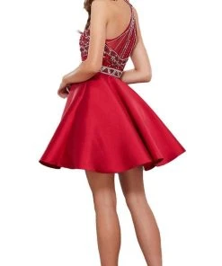 Nox Anabel - 6262 Ornate High Halter Illusion Cocktail Dress