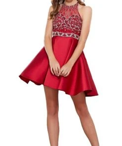 Nox Anabel - 6262 Ornate High Halter Illusion Cocktail Dress 10 Nox Anabel - 6262 Ornate High Halter Illusion Cocktail Dress