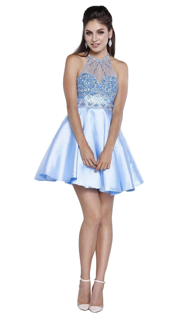 Nox Anabel - 6262 Ornate High Halter Illusion Cocktail Dress 7 Nox Anabel - 6262 Ornate High Halter Illusion Cocktail Dress