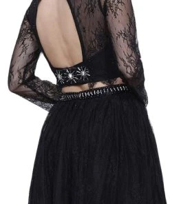 Nox Anabel - 6268 Two Piece Lace Long Sleeve Short Party Dress Cocktail Dresses