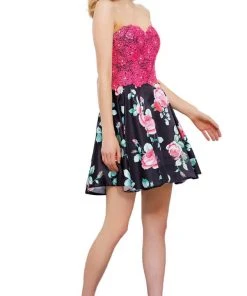 Nox Anabel - 6270 Two-Piece Lace Corset Floral Cocktail Dress Cocktail Dresses