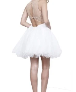 Cocktail Dresses Nox Anabel - 6271 Bead-Embellished Illusion Cocktail Dress 8 Cocktail Dresses Nox Anabel - 6271 Bead-Embellished Illusion Cocktail Dress