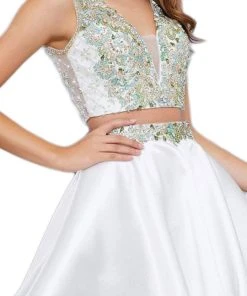 Cocktail Dresses Nox Anabel - 6275 Two-Piece Bejeweled V-Neck Dress 12 Cocktail Dresses Nox Anabel - 6275 Two-Piece Bejeweled V-Neck Dress