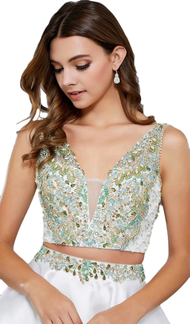 Cocktail Dresses Nox Anabel - 6275 Two-Piece Bejeweled V-Neck Dress 7 Cocktail Dresses Nox Anabel - 6275 Two-Piece Bejeweled V-Neck Dress