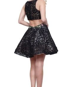 Cocktail Dresses Nox Anabel - 6281 Sleeveless Embroidered Bateau Cocktail Dress