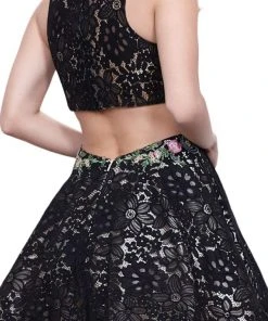 Cocktail Dresses Nox Anabel - 6281 Sleeveless Embroidered Bateau Cocktail Dress