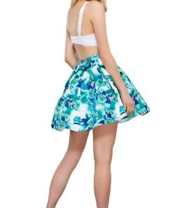 Nox Anabel - 6284 Sweetheart Floral A-Line Cocktail Dress