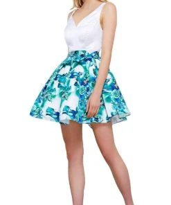 Nox Anabel - 6284 Sweetheart Floral A-Line Cocktail Dress