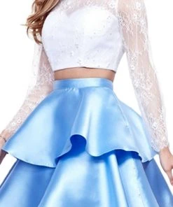 Cocktail Dresses Nox Anabel - 6290 Quarter Sleeve Laced Two-Piece Cocktail Dress